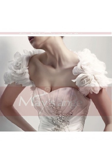 Bolero mariage blanc mousseline fleur - BOL003 #1