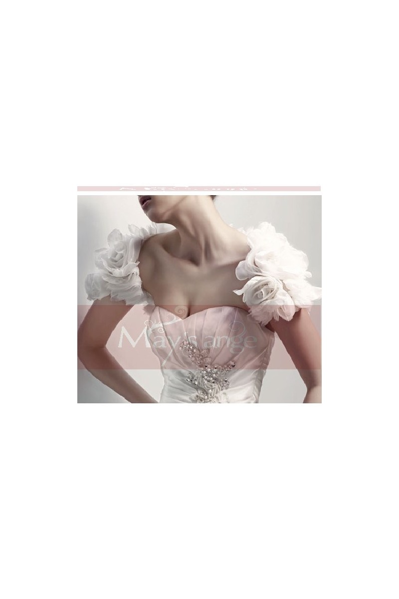 Bolero mariage blanc mousseline fleur - Ref BOL003 - 01