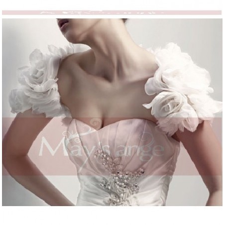Bolero mariage blanc mousseline fleur