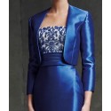 Veste boléro femme mariage bleu satin - Ref BOL061 - 02