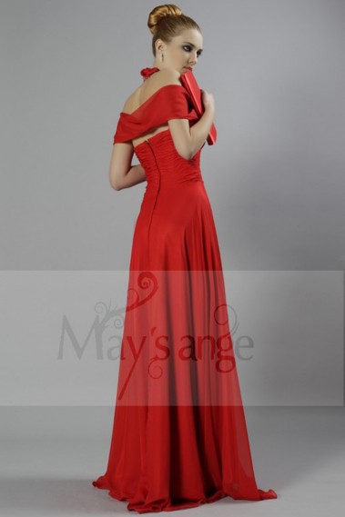 red evening dress long sleeve