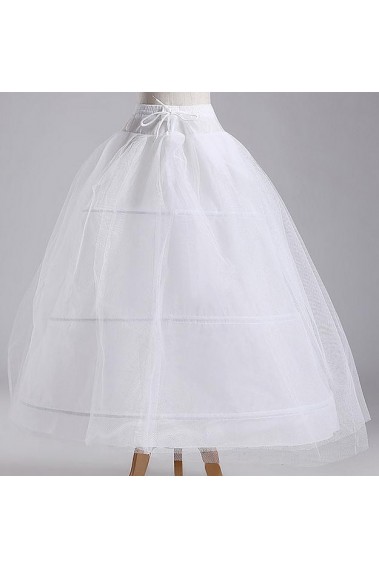 White elastic waist petticoat 3 hoops - J008 #1