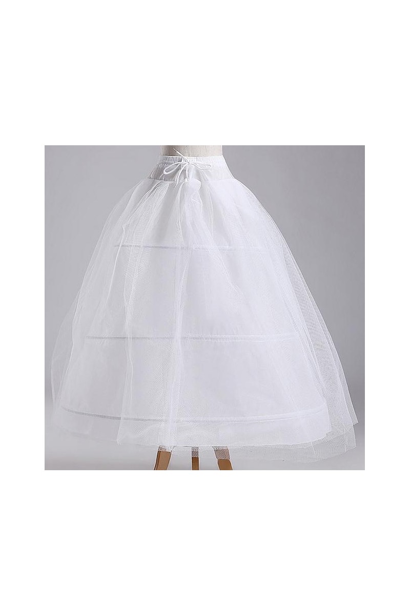 White elastic waist petticoat 3 hoops - Ref J008 - 01