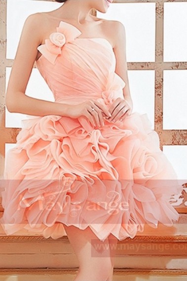 Strapless Pink Organza Ball Gown - C755 #1