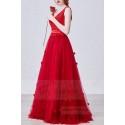 robe demoiselle d'honneur rouge feu fleurs - Ref L719 - 02
