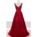 robe demoiselle d'honneur rouge feu fleurs - Ref L719 - 04