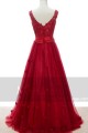 robe demoiselle d'honneur rouge feu fleurs - Ref L719 - 04