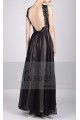 LONG BLACK EVENING DRESS SLEEVELESS LACE BODICE - Ref L725 - 03