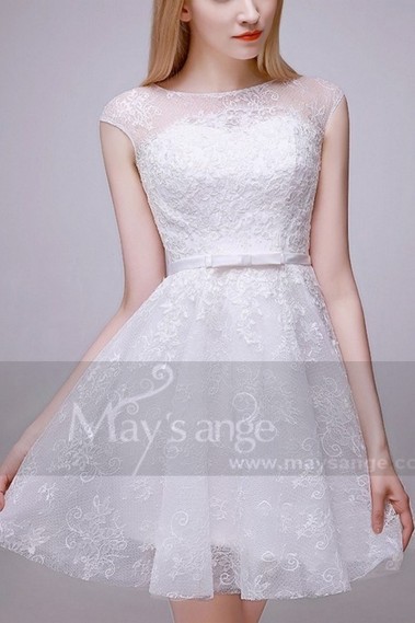 robe de mariage courte civile blanche - C763 #1