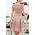 Short pink bridesmaid dress V neckline and beaded straps - Ref C759 - 02
