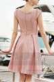 Short pink bridesmaid dress V neckline and beaded straps - Ref C759 - 02