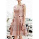 Short pink bridesmaid dress V neckline and beaded straps - Ref C759 - 03