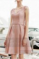 Short pink bridesmaid dress V neckline and beaded straps - Ref C759 - 03