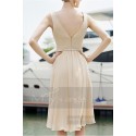 SHORT SLEEVELESS COCKTAIL DRESS DOUBLE V NECKLINE AND ASYMETRIC SKIRT - Ref C760 - 04