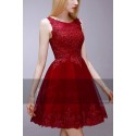 EMBROIDERED RED COCKTAIL DRESS - Ref C765 - 02