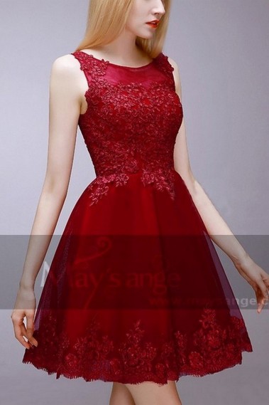 EMBROIDERED RED COCKTAIL DRESS - C765 #1