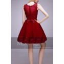 EMBROIDERED RED COCKTAIL DRESS - Ref C765 - 03