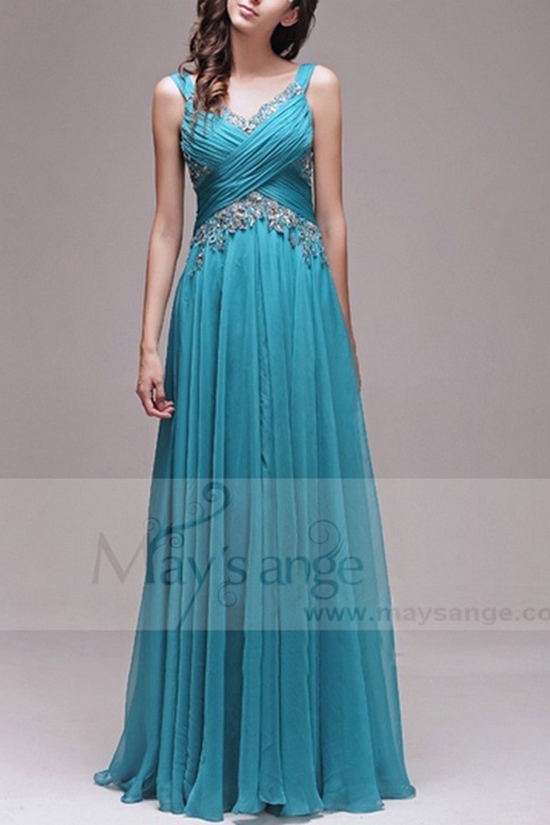 Robe de soirée longue bleu empire pour gala - Ref L734 - 01 Robe de soirée longue bleu empire pour gala - Ref L734 - 01