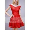 Lace Sexy Short Red Cocktail Dress - Ref C764 - 02
