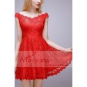 Lace Sexy Short Red Cocktail Dress - Ref C764 - 03
