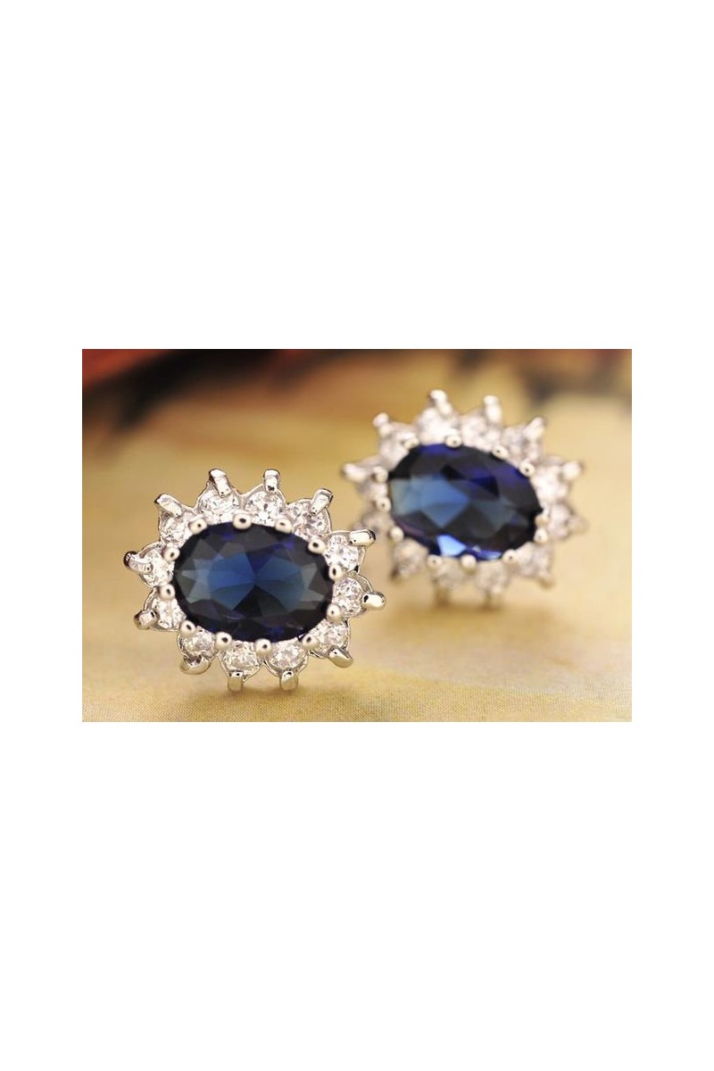 Clou oreille bleu chic mariage - Ref B072 - 01