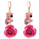 Boucle oreille rose fleur chic - Ref B082 - 02