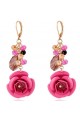 Cute golden pink flower drop earrings - Ref B082 - 02