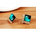 Stylish golden emerald green earrings - Ref B083 - 02