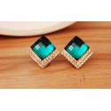 Stylish golden emerald green earrings - Ref B083 - 03