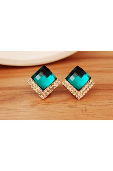 Stylish golden emerald green earrings - B083 #1