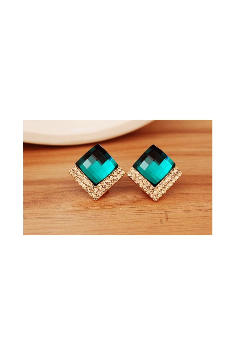 Stylish golden emerald green earrings - Ref B083 - 01
