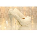 Beautiful Lace Wedding Heels And Pearls - Ref CH030 - 02