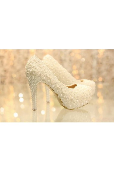 Beautiful Lace Wedding Heels And Pearls - CH030 #1