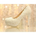 Beautiful Lace Wedding Heels And Pearls - Ref CH030 - 03