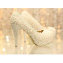 Beautiful Lace Wedding Heels And Pearls - Ref CH030 - 05