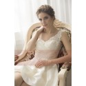 robe chic en taffetas jolie bretelle en dentelle - Ref C767 - 02