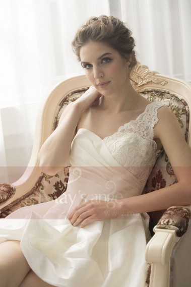 robe chic en taffetas jolie bretelle en dentelle - C767 #1