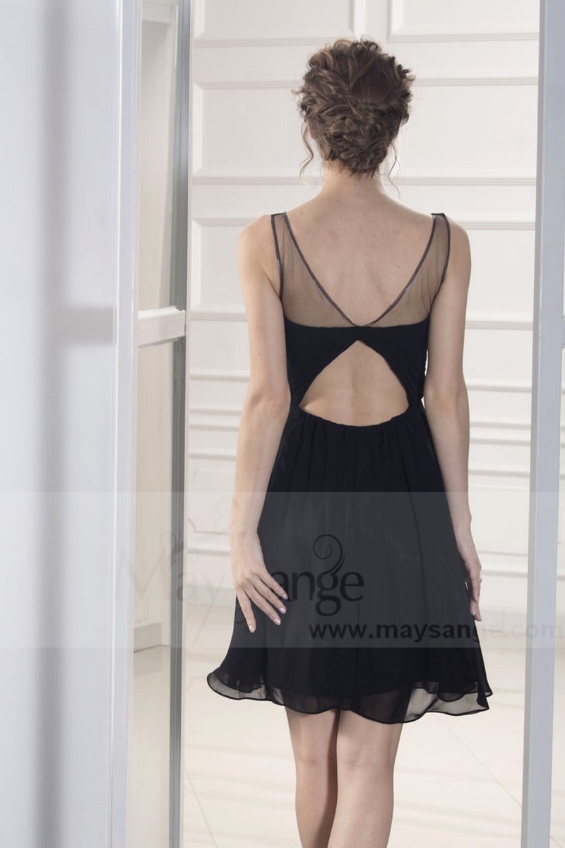robe de cocktail noire courte, dos ouvert - Ref C791 - 01 robe de cocktail noire courte, dos ouvert - Ref C791 - 01