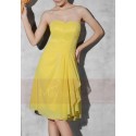 Robe de cocktail courte  couleur doré jaune - Ref C688 - 02