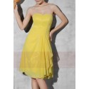 Yellow Short Chiffon Party Dress With Sweetheart Bodice - Ref C688 - 02