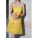 Yellow Short Chiffon Party Dress With Sweetheart Bodice - Ref C688 - 03