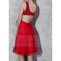 robe de soirée courte  cerise rouge, dos nu - Ref C803 - 03