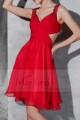 Short Open-Back Red Cocktail Dress With Imbroidered Straps - Ref C803 - 04