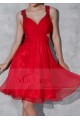 Short Open-Back Red Cocktail Dress With Imbroidered Straps - Ref C803 - 05