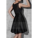 Black Short Satin Homecoming Dress with Lace Bodice - Ref C804 - 03