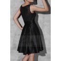 Robe de cocktail dentelle et satin noire et col rond - Ref C804 - 03