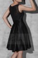 Robe de cocktail dentelle et satin noire et col rond - Ref C804 - 03