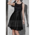 Black Short Satin Homecoming Dress with Lace Bodice - Ref C804 - 04