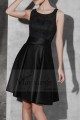 Black Short Satin Homecoming Dress with Lace Bodice - Ref C804 - 04