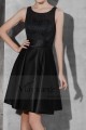 Robe de cocktail dentelle et satin noire et col rond - Ref C804 - 02